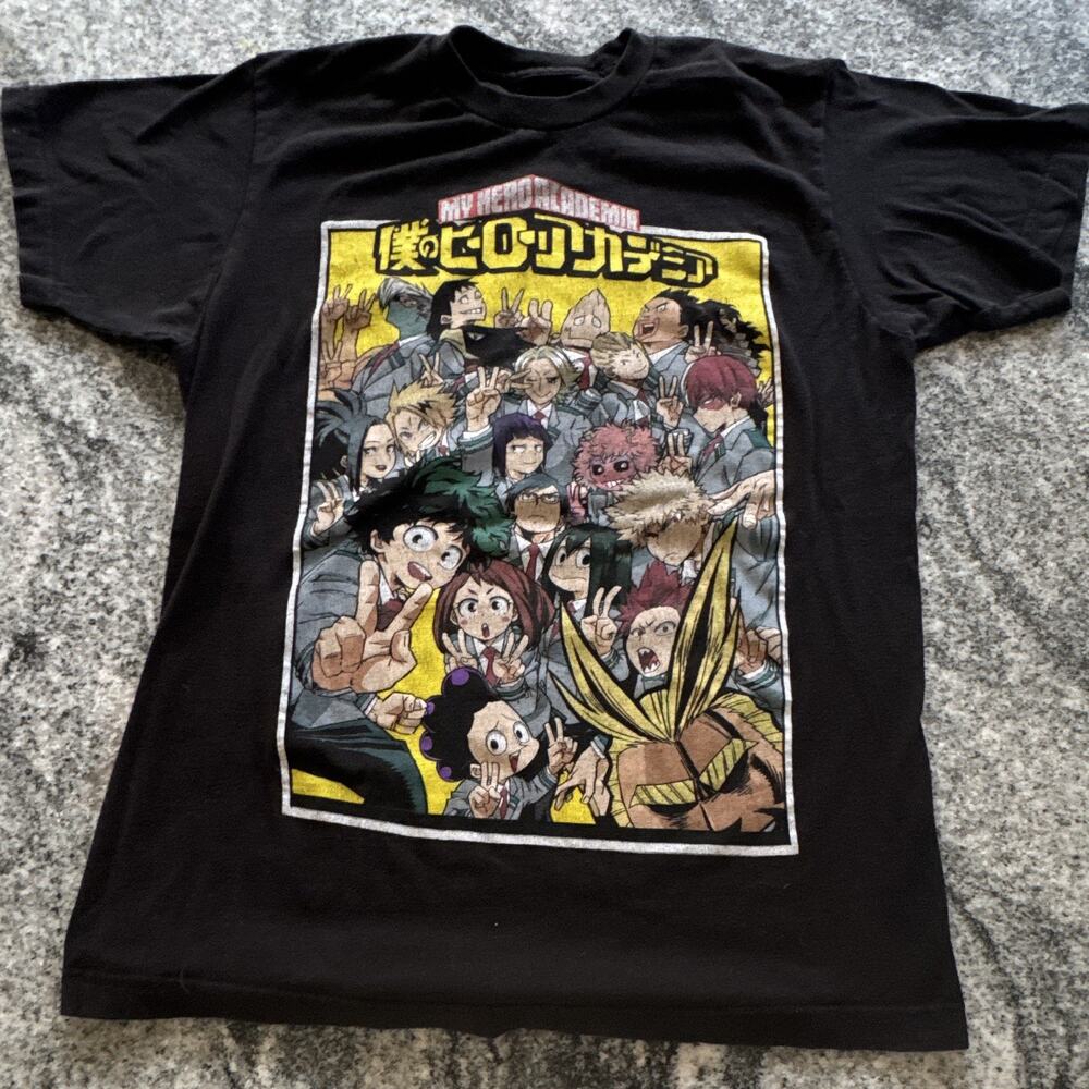 Funimation My Hero Academia Character Graphic T-Shirt Black 100% Cotton M